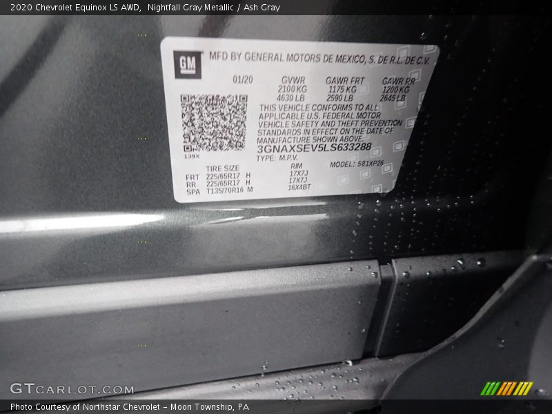 Nightfall Gray Metallic / Ash Gray 2020 Chevrolet Equinox LS AWD