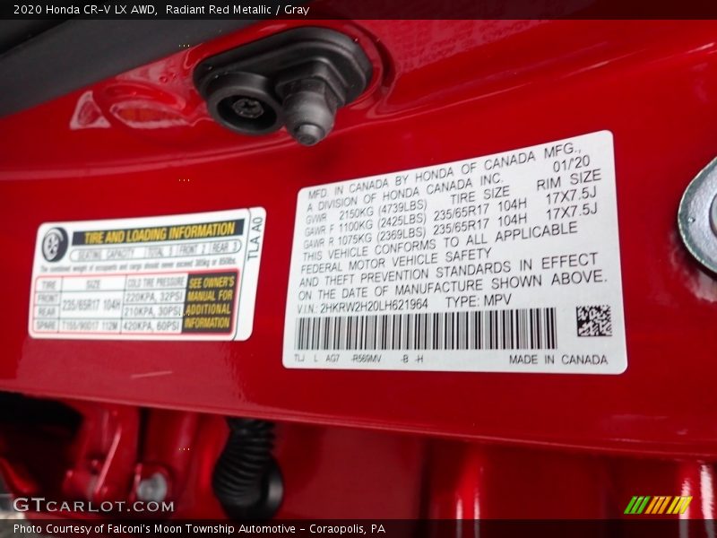 Radiant Red Metallic / Gray 2020 Honda CR-V LX AWD