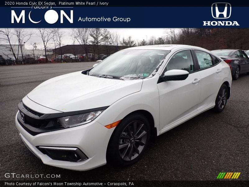 Platinum White Pearl / Ivory 2020 Honda Civic EX Sedan