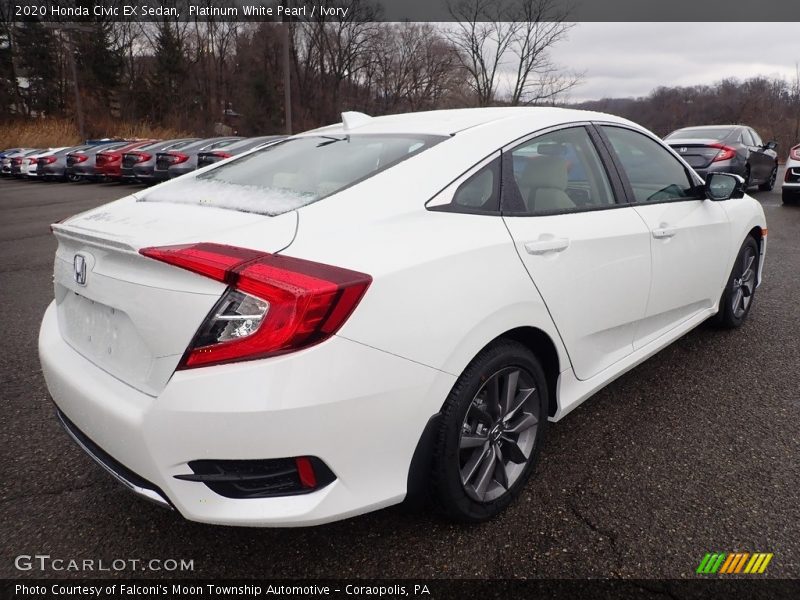 Platinum White Pearl / Ivory 2020 Honda Civic EX Sedan