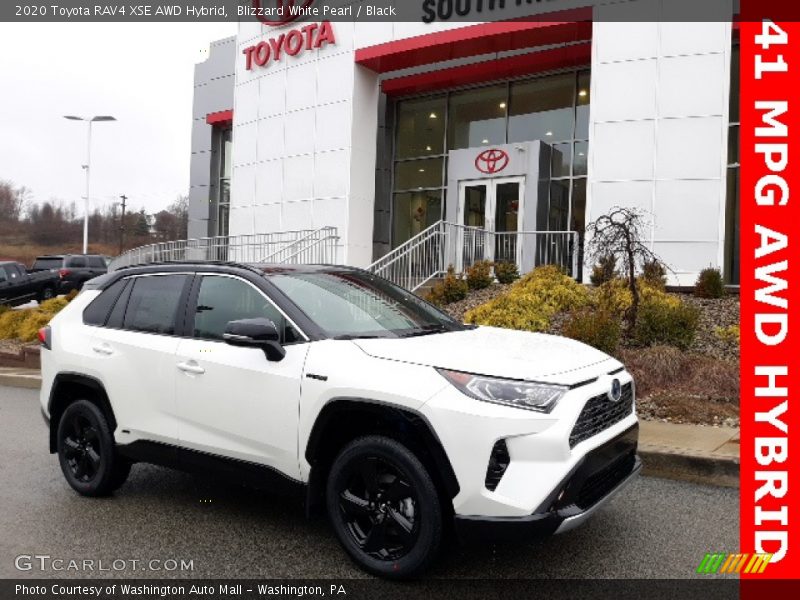 Blizzard White Pearl / Black 2020 Toyota RAV4 XSE AWD Hybrid