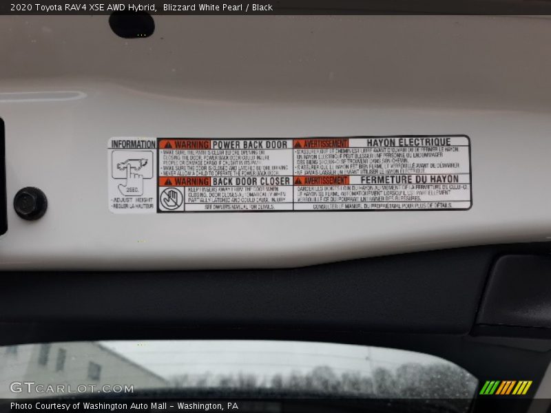 Blizzard White Pearl / Black 2020 Toyota RAV4 XSE AWD Hybrid