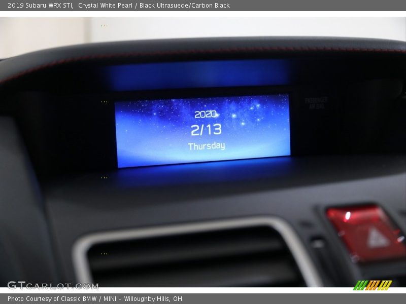 Crystal White Pearl / Black Ultrasuede/Carbon Black 2019 Subaru WRX STI