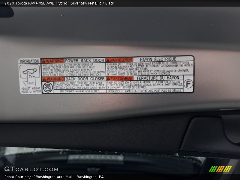 Silver Sky Metallic / Black 2020 Toyota RAV4 XSE AWD Hybrid