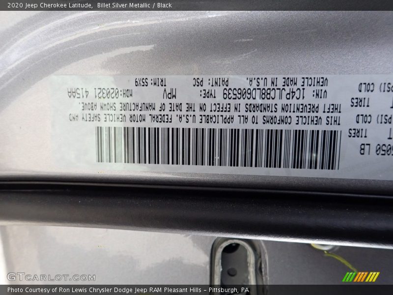 Billet Silver Metallic / Black 2020 Jeep Cherokee Latitude