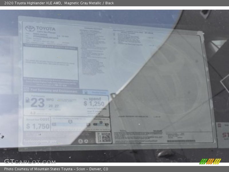 Magnetic Gray Metallic / Black 2020 Toyota Highlander XLE AWD