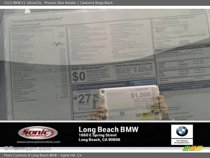 Phytonic Blue Metallic / Canberra Beige/Black 2020 BMW X3 sDrive30i