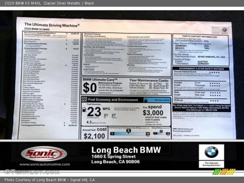 Glacier Silver Metallic / Black 2020 BMW X3 M40i