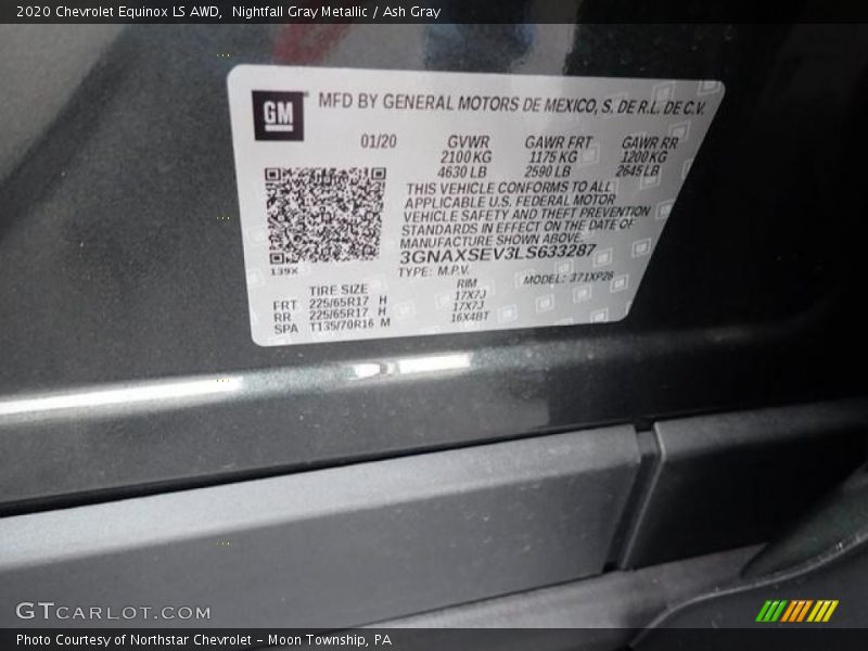 Nightfall Gray Metallic / Ash Gray 2020 Chevrolet Equinox LS AWD