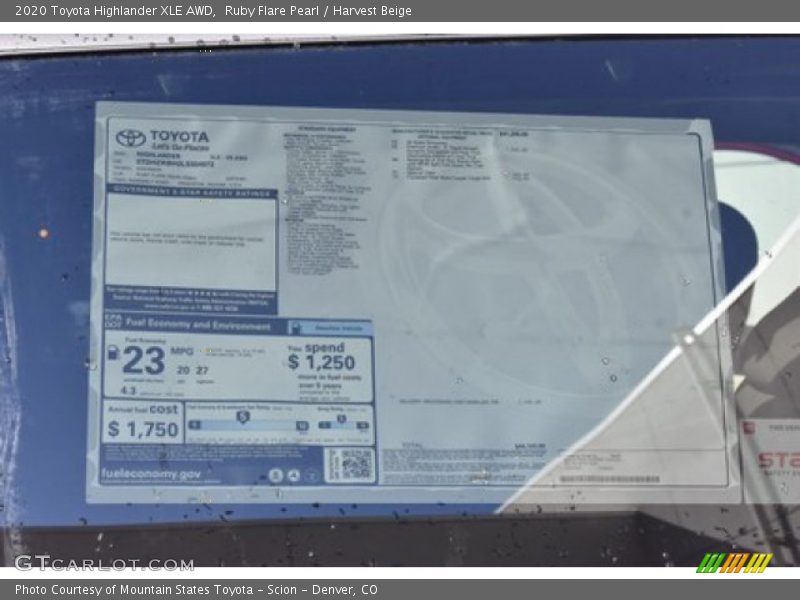 Ruby Flare Pearl / Harvest Beige 2020 Toyota Highlander XLE AWD