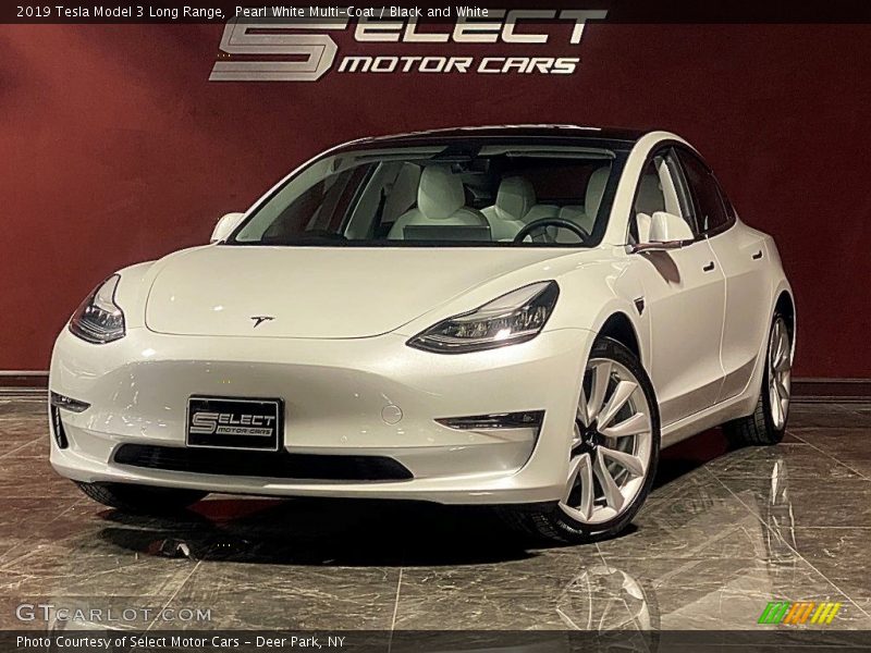 Pearl White Multi-Coat / Black and White 2019 Tesla Model 3 Long Range