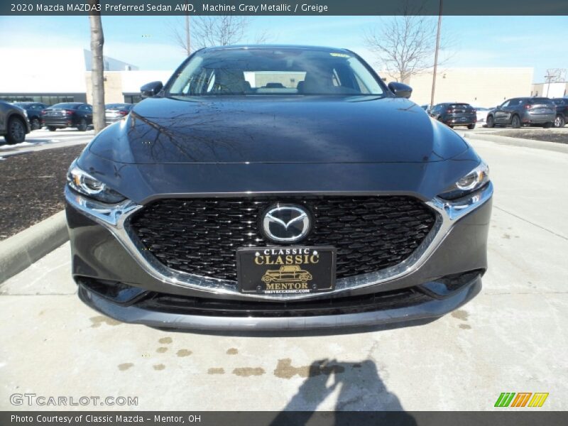 Machine Gray Metallic / Greige 2020 Mazda MAZDA3 Preferred Sedan AWD