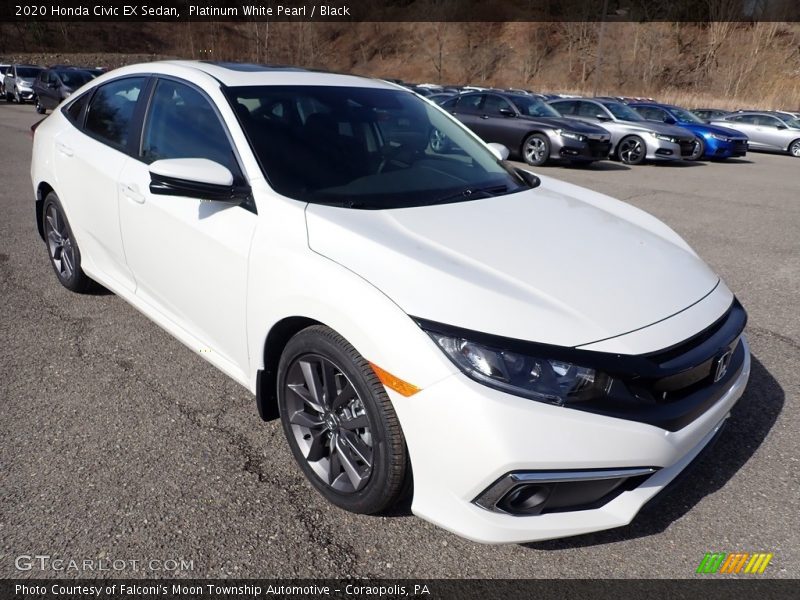 Platinum White Pearl / Black 2020 Honda Civic EX Sedan