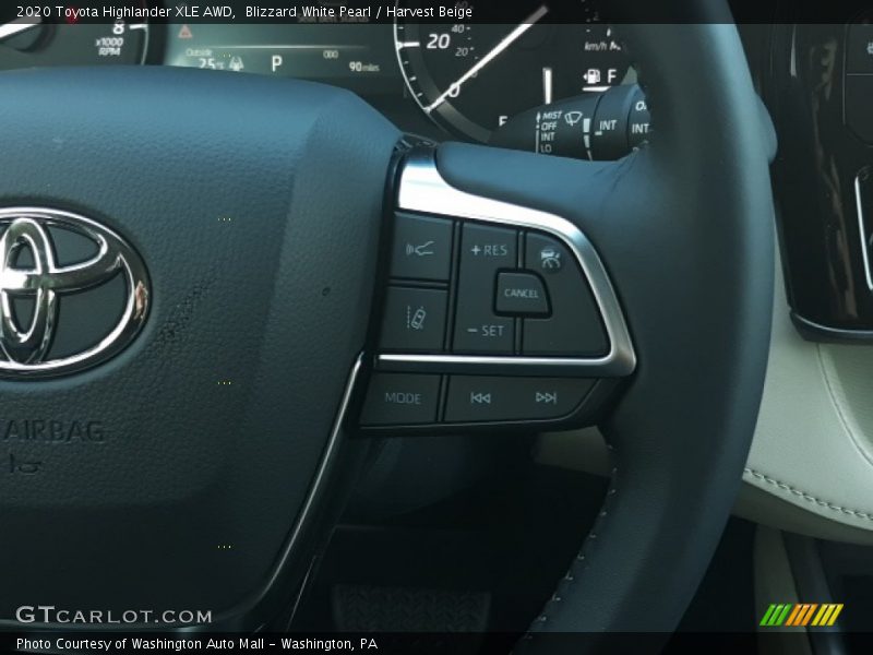 Blizzard White Pearl / Harvest Beige 2020 Toyota Highlander XLE AWD