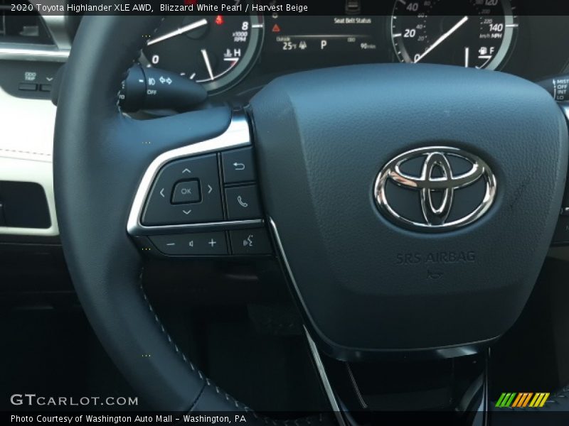 Blizzard White Pearl / Harvest Beige 2020 Toyota Highlander XLE AWD