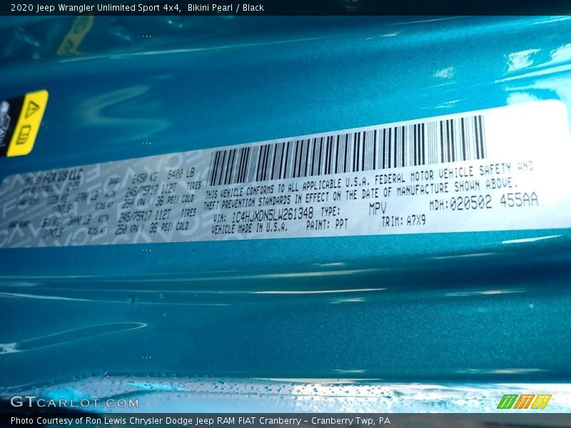 Bikini Pearl / Black 2020 Jeep Wrangler Unlimited Sport 4x4