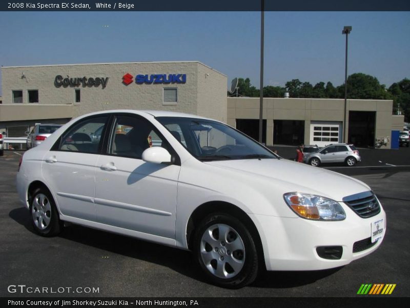 White / Beige 2008 Kia Spectra EX Sedan