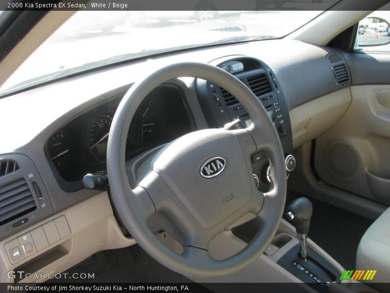 White / Beige 2008 Kia Spectra EX Sedan