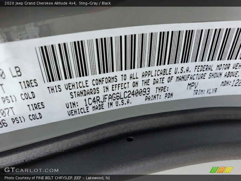 Sting-Gray / Black 2020 Jeep Grand Cherokee Altitude 4x4