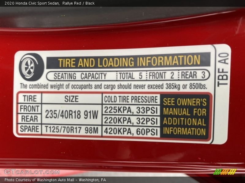 Rallye Red / Black 2020 Honda Civic Sport Sedan