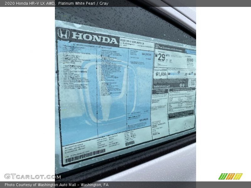Platinum White Pearl / Gray 2020 Honda HR-V LX AWD