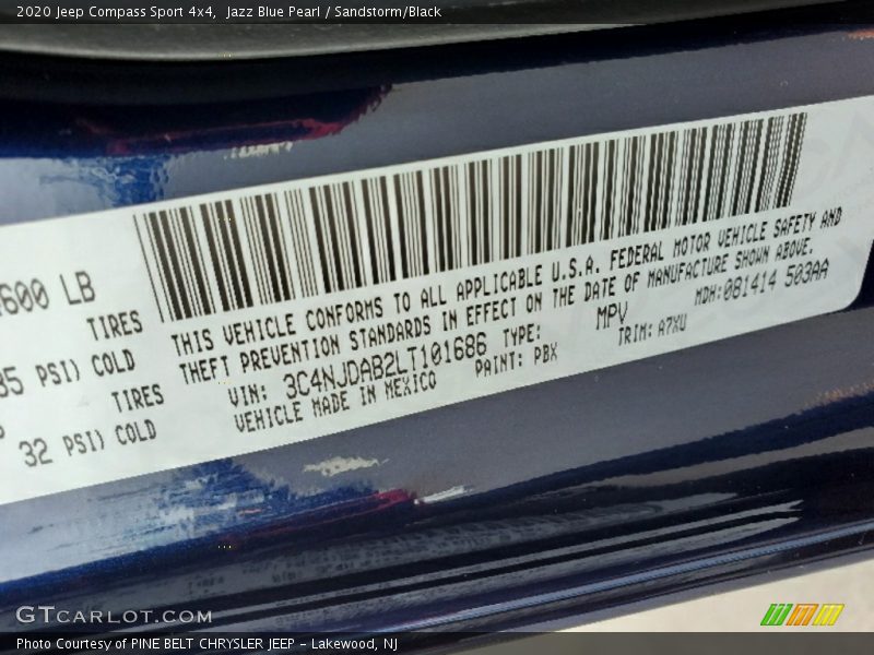 Jazz Blue Pearl / Sandstorm/Black 2020 Jeep Compass Sport 4x4