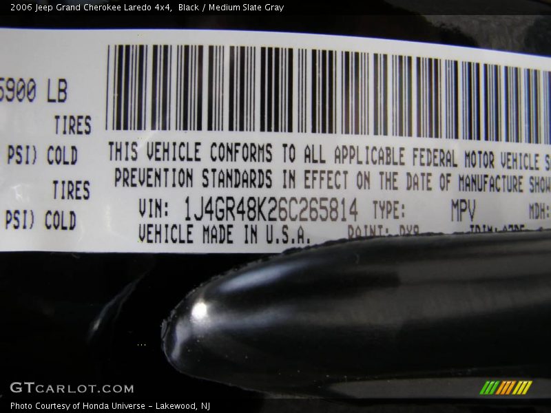 Black / Medium Slate Gray 2006 Jeep Grand Cherokee Laredo 4x4