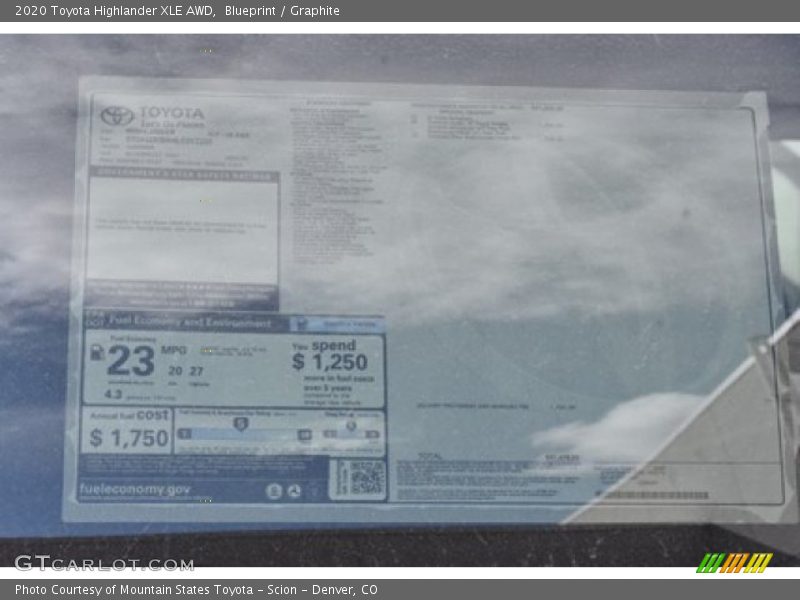 Blueprint / Graphite 2020 Toyota Highlander XLE AWD