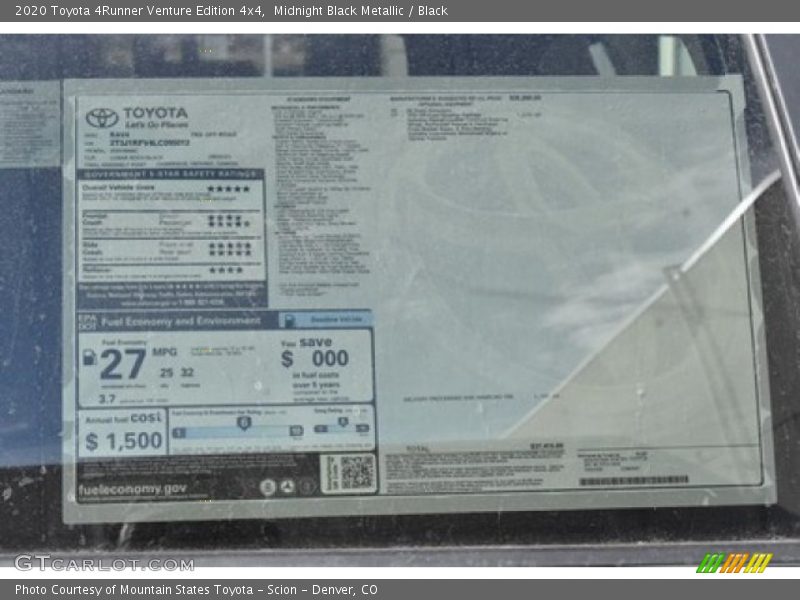 Midnight Black Metallic / Black 2020 Toyota 4Runner Venture Edition 4x4