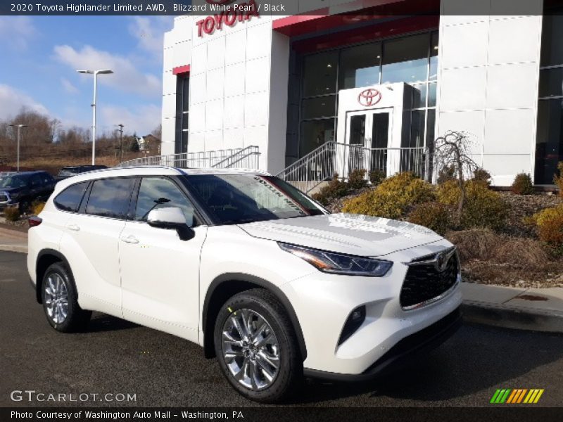 Blizzard White Pearl / Black 2020 Toyota Highlander Limited AWD
