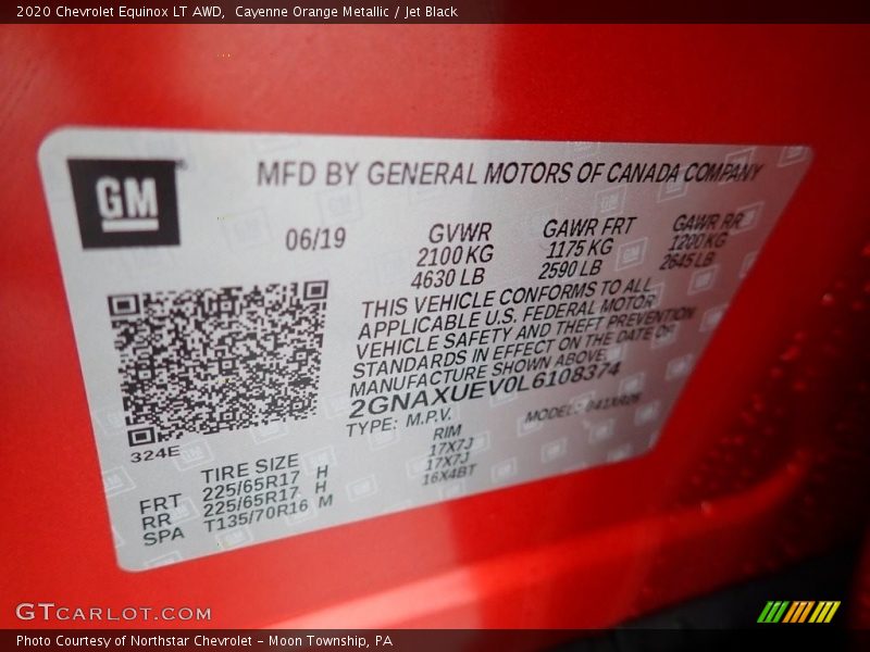 Cayenne Orange Metallic / Jet Black 2020 Chevrolet Equinox LT AWD