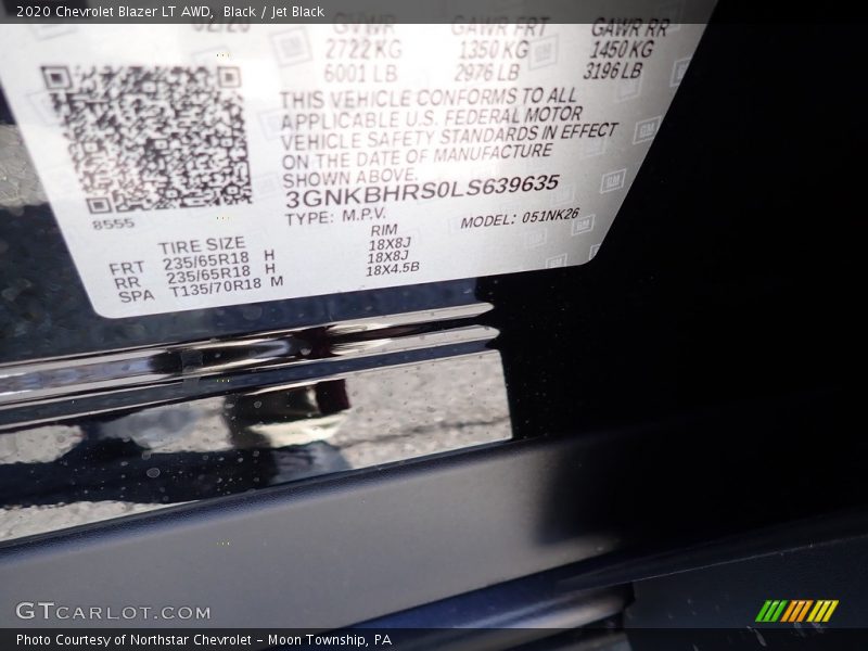 Black / Jet Black 2020 Chevrolet Blazer LT AWD