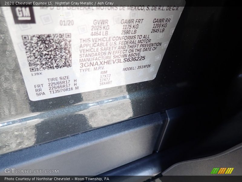 Nightfall Gray Metallic / Ash Gray 2020 Chevrolet Equinox LS