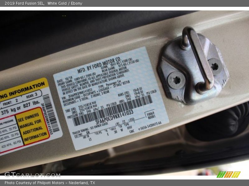 White Gold / Ebony 2019 Ford Fusion SEL