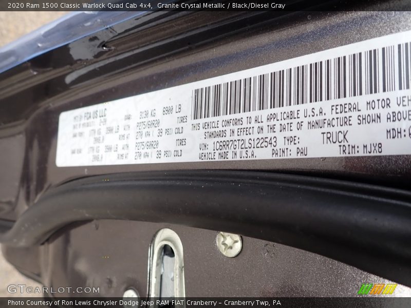 Granite Crystal Metallic / Black/Diesel Gray 2020 Ram 1500 Classic Warlock Quad Cab 4x4
