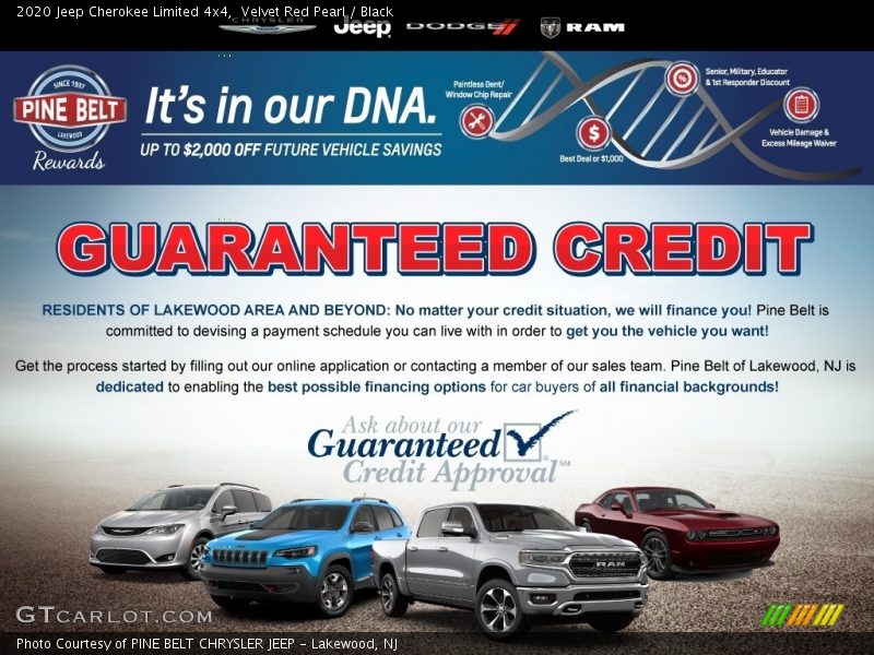 Velvet Red Pearl / Black 2020 Jeep Cherokee Limited 4x4