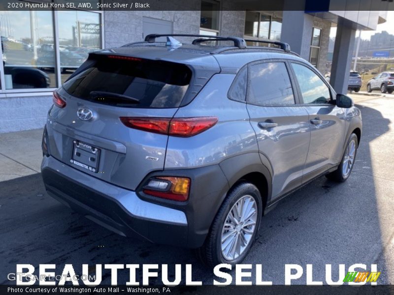 Sonic Silver / Black 2020 Hyundai Kona SEL AWD