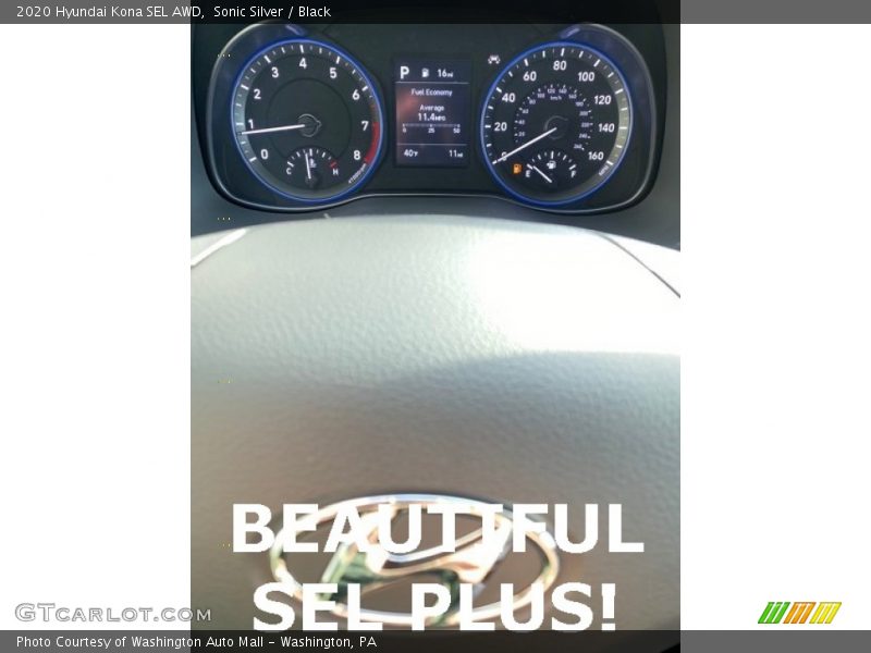 Sonic Silver / Black 2020 Hyundai Kona SEL AWD