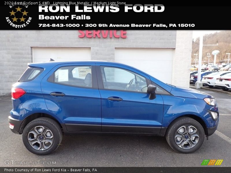 Lightning Blue Metallic / Medium Light Stone 2020 Ford EcoSport S 4WD