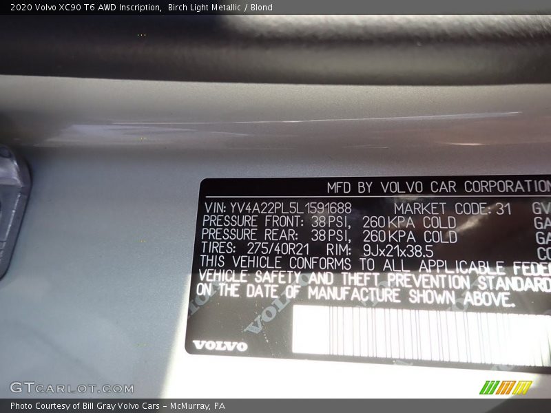 Birch Light Metallic / Blond 2020 Volvo XC90 T6 AWD Inscription