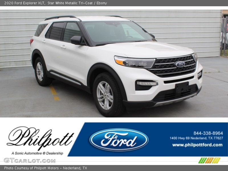 Star White Metallic Tri-Coat / Ebony 2020 Ford Explorer XLT