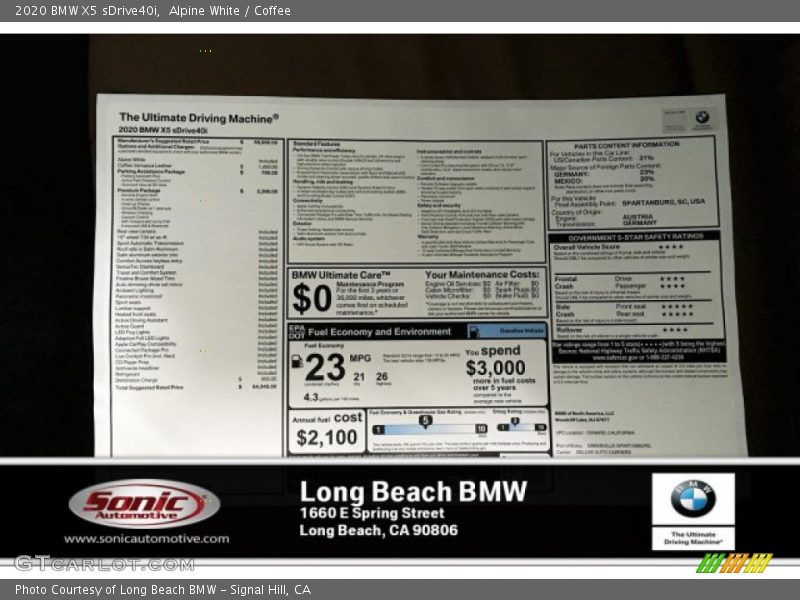 Alpine White / Coffee 2020 BMW X5 sDrive40i