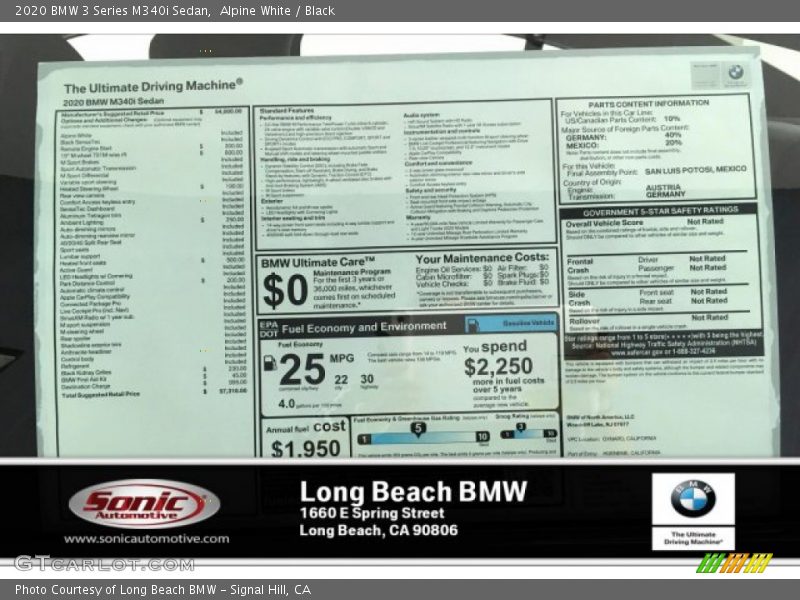 Alpine White / Black 2020 BMW 3 Series M340i Sedan