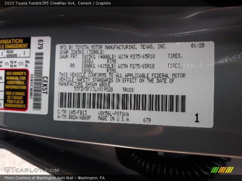 Cement / Graphite 2020 Toyota Tundra SR5 CrewMax 4x4