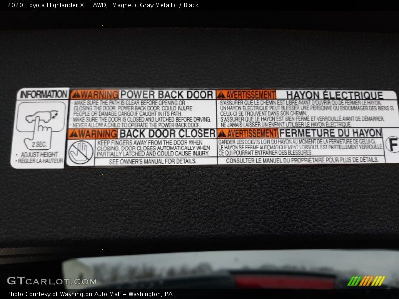 Magnetic Gray Metallic / Black 2020 Toyota Highlander XLE AWD