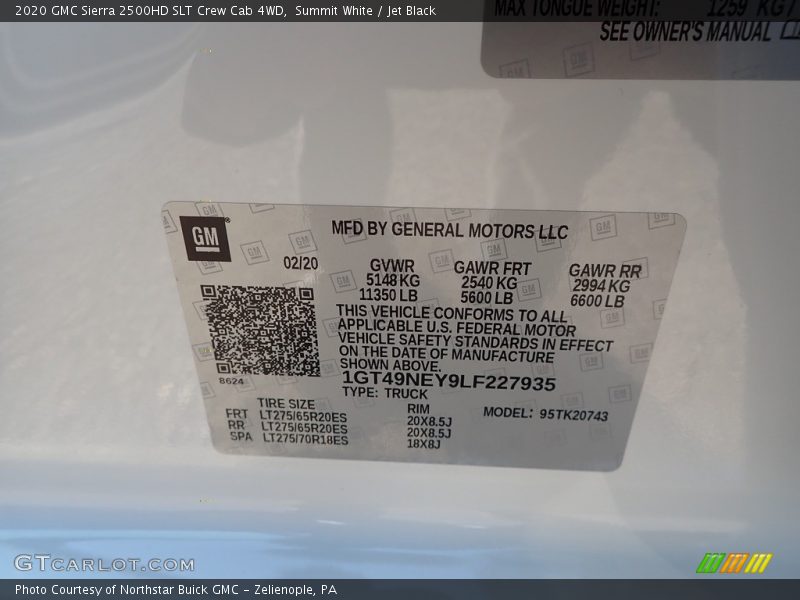 Summit White / Jet Black 2020 GMC Sierra 2500HD SLT Crew Cab 4WD