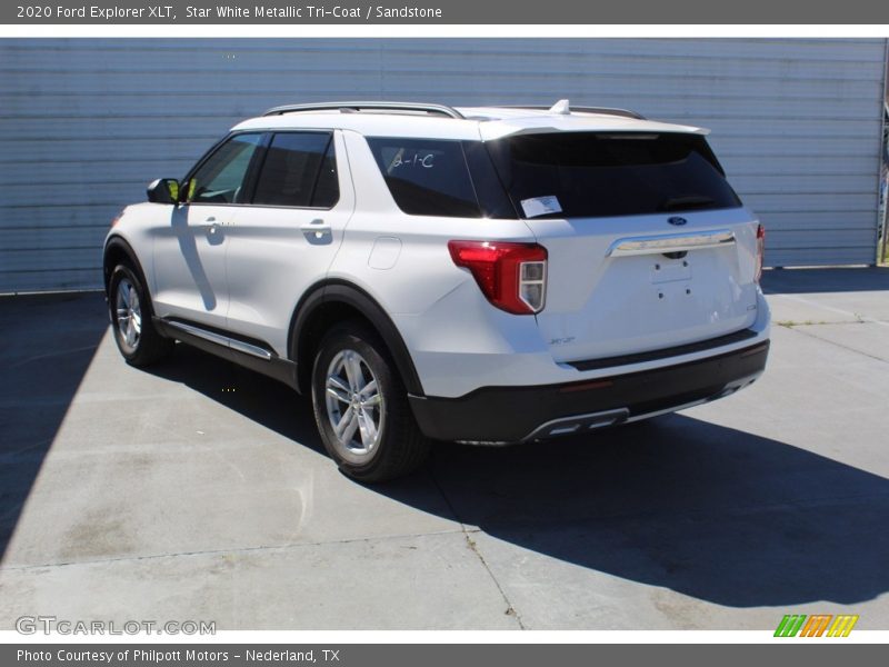 Star White Metallic Tri-Coat / Sandstone 2020 Ford Explorer XLT