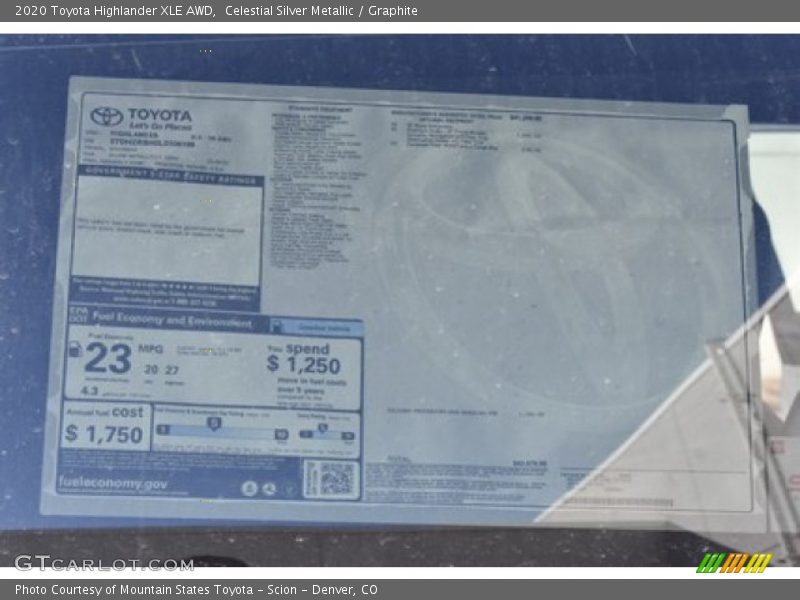 Celestial Silver Metallic / Graphite 2020 Toyota Highlander XLE AWD
