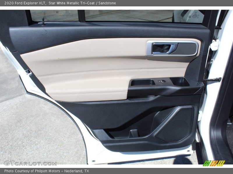 Star White Metallic Tri-Coat / Sandstone 2020 Ford Explorer XLT