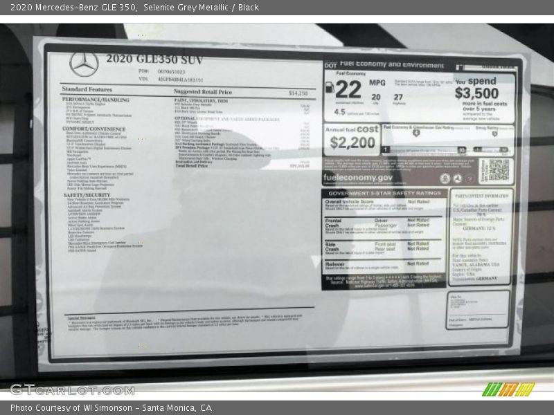 Selenite Grey Metallic / Black 2020 Mercedes-Benz GLE 350